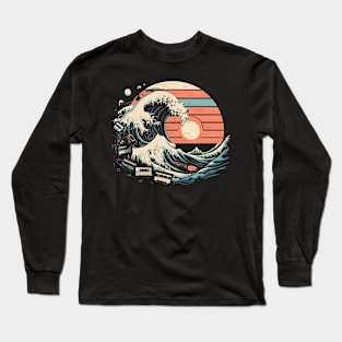 The great wave of cassettes - retro styled Long Sleeve T-Shirt